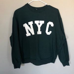 NYC green cropped crew neck